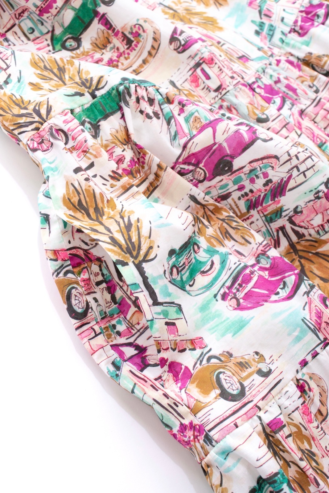 シティプリントティアードワンピース/ピンク