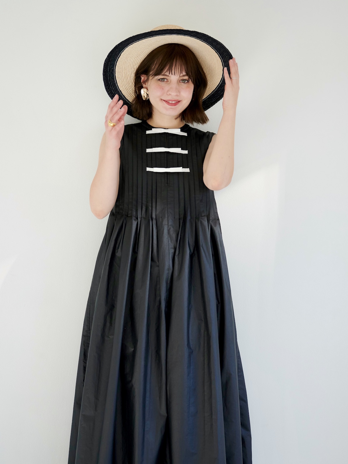 ピンタックバイカラーワンピース【残り1点】