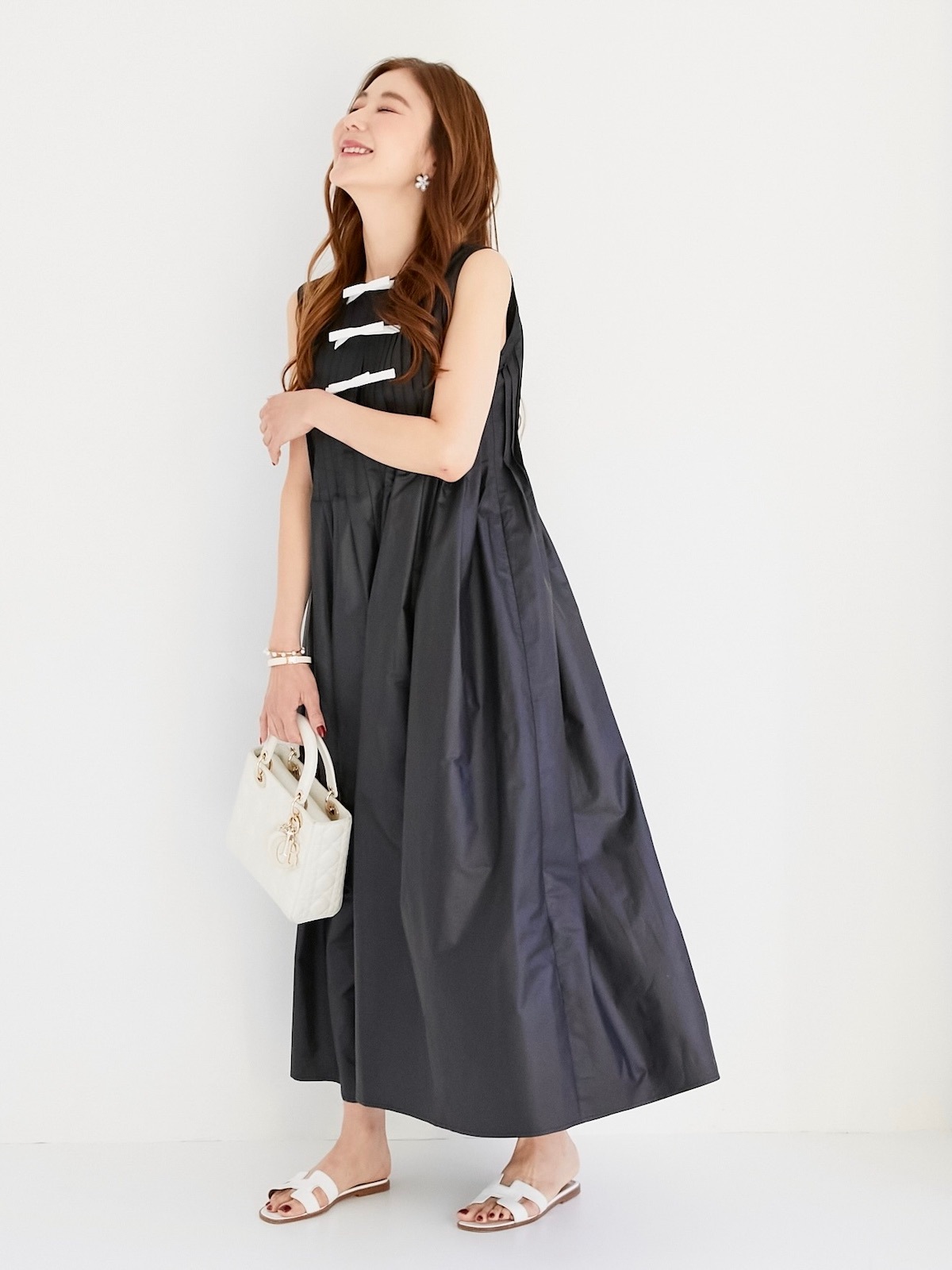 ピンタックバイカラーワンピース【残り1点】