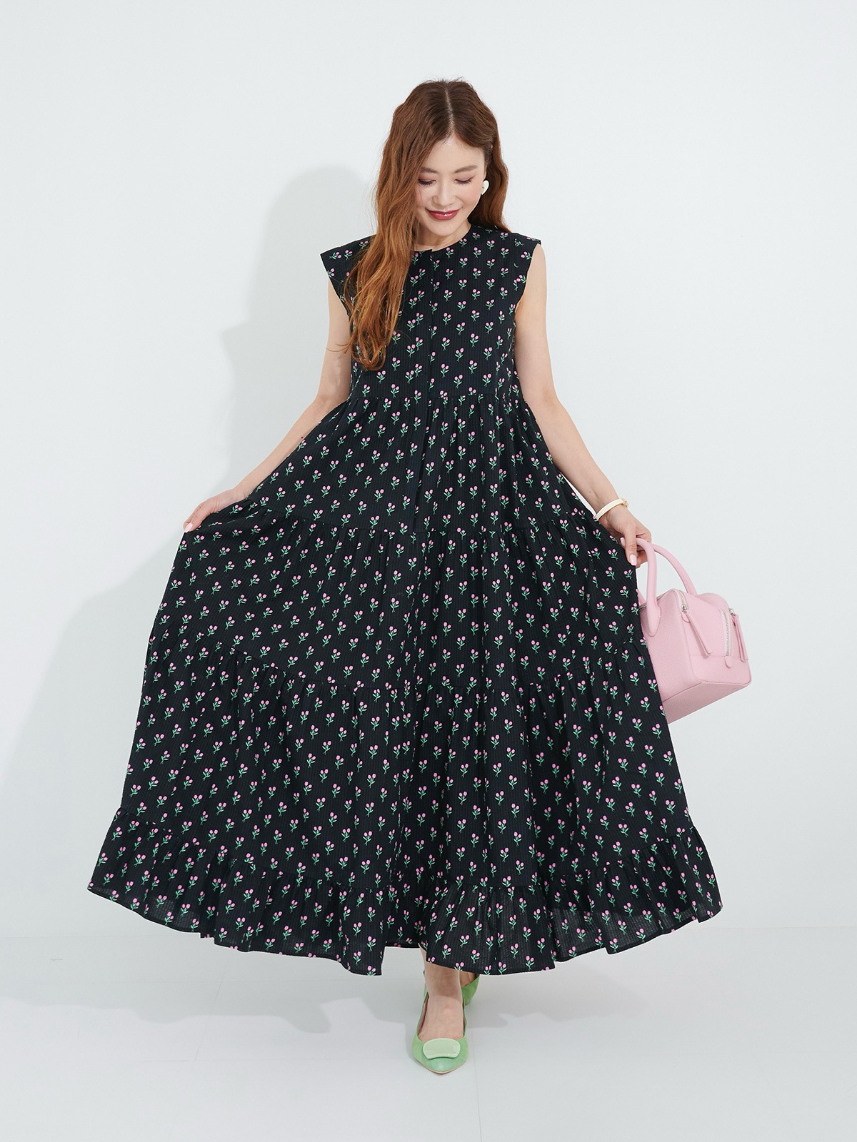 チューリップ柄ノースリーブワンピース チューリップワンピース【残りわずか】 | DRESS | OBLI