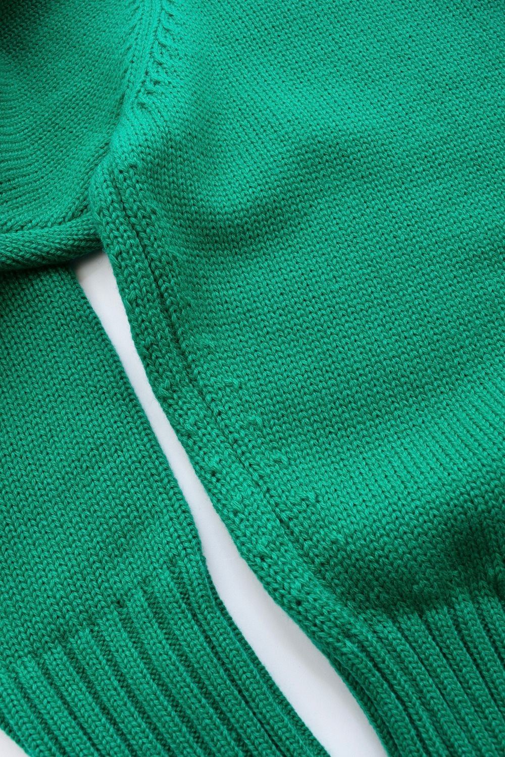 バックスリットカラーニット/グリーン