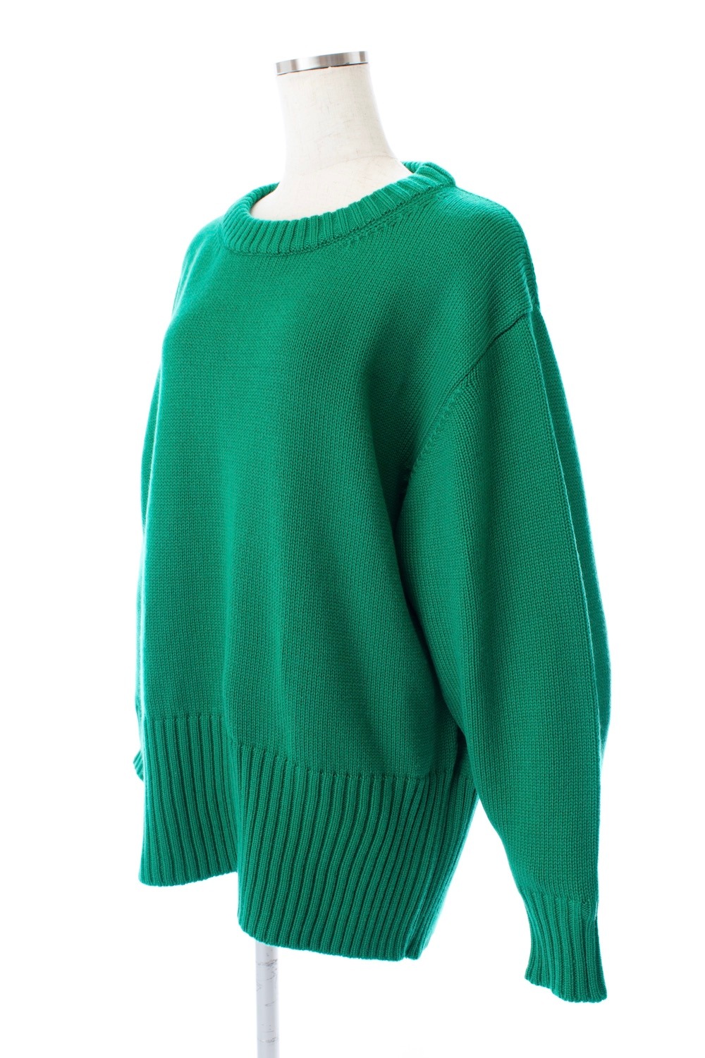 バックスリットカラーニット/グリーン