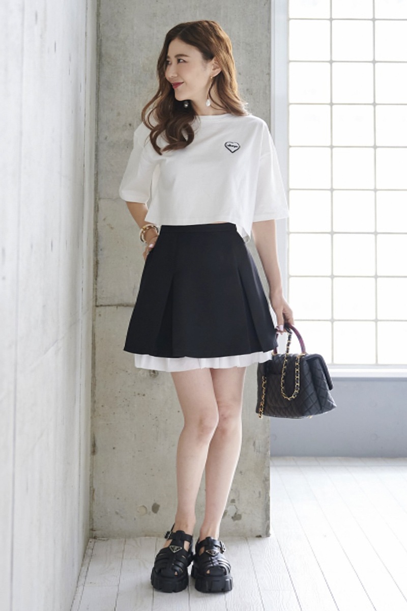 シャツドッキングフリルミニスカート