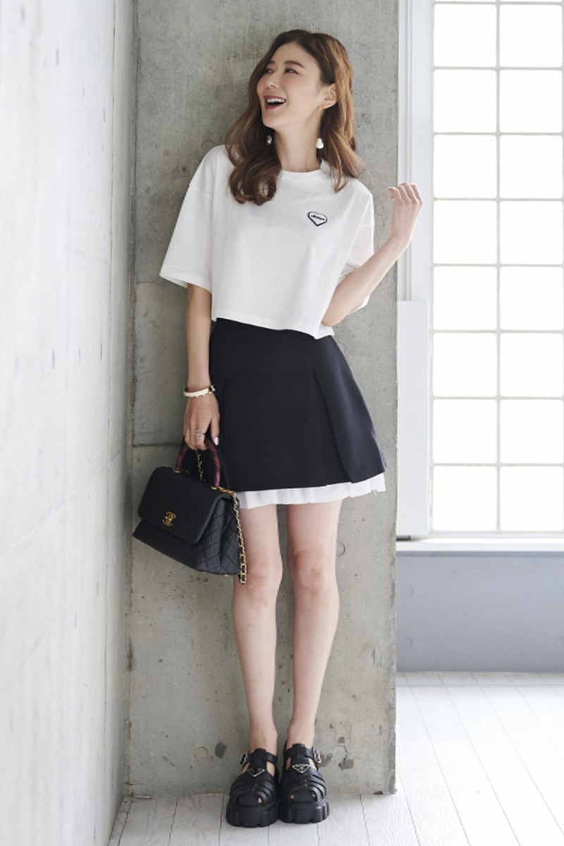 シャツドッキングフリルミニスカート