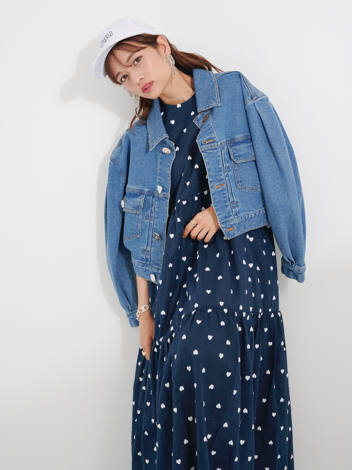 ハート刺繍ワンピース/ネイビー☆ | ALL | OBLI