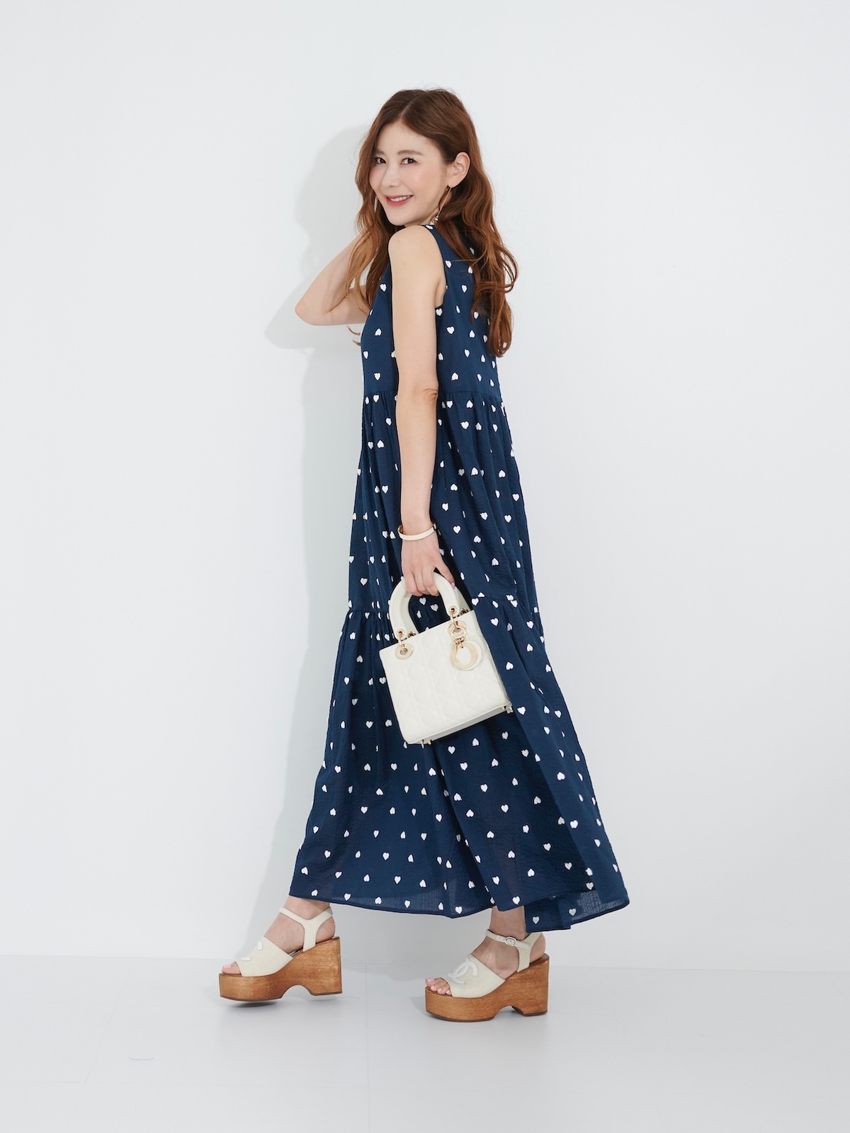 ハート刺繍ワンピース/ネイビー★
