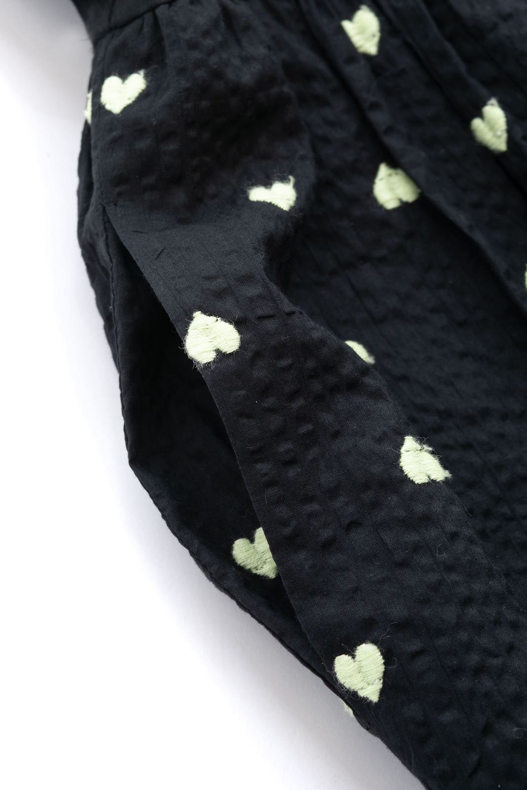 ハート刺繍ティアードワンピース/ライムイエロー