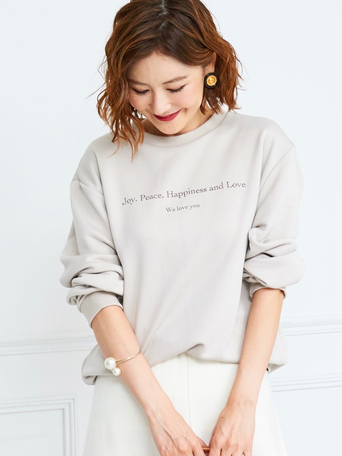 ロゴプルオーバー/ベージュ | TOPS | OBLI 