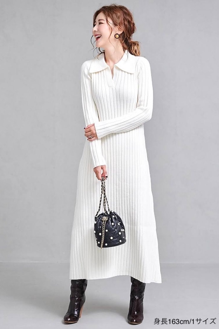 カラーリブニットワンピース | DRESS | OBLI 