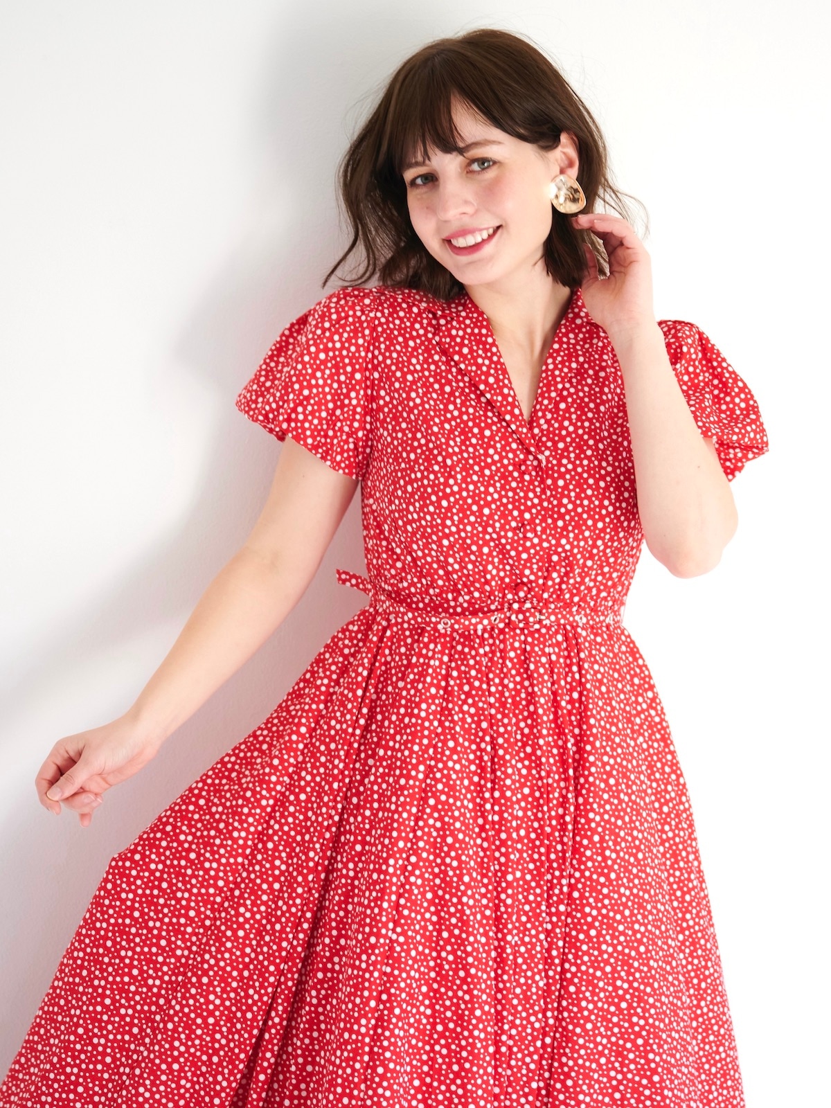 新品オブリ　ドットスカート1サイズ ドットプリント オックスフォード スカート Prima Scherrer 全1