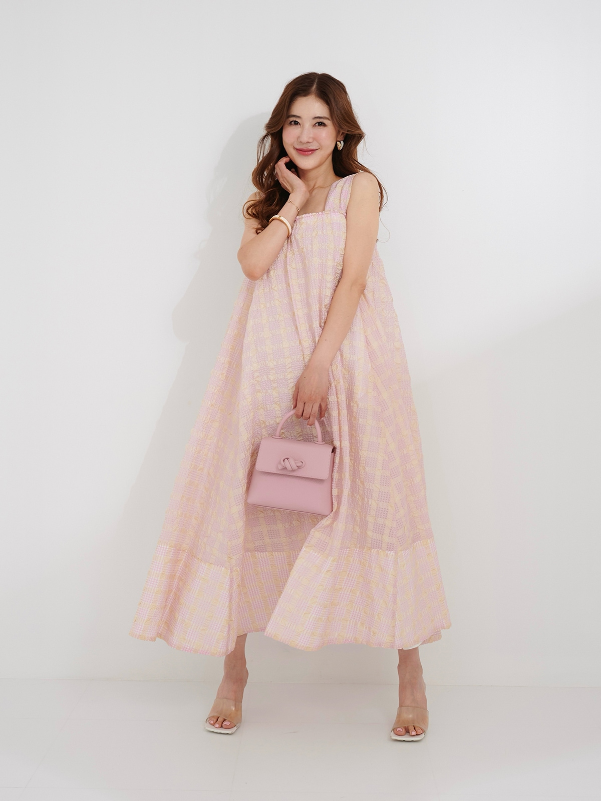 5月25日21:00発売開始】ピンクシアージャガードワンピース | DRESS | OBLI
