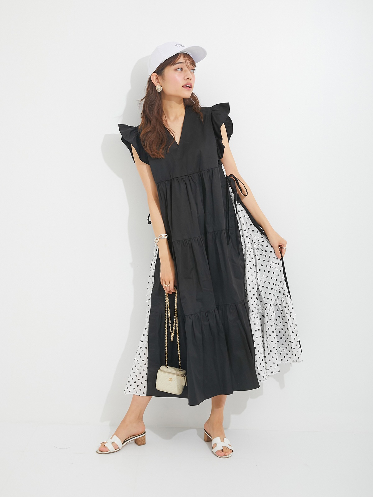 ドットサッカードッキングワンピース | DRESS | OBLI