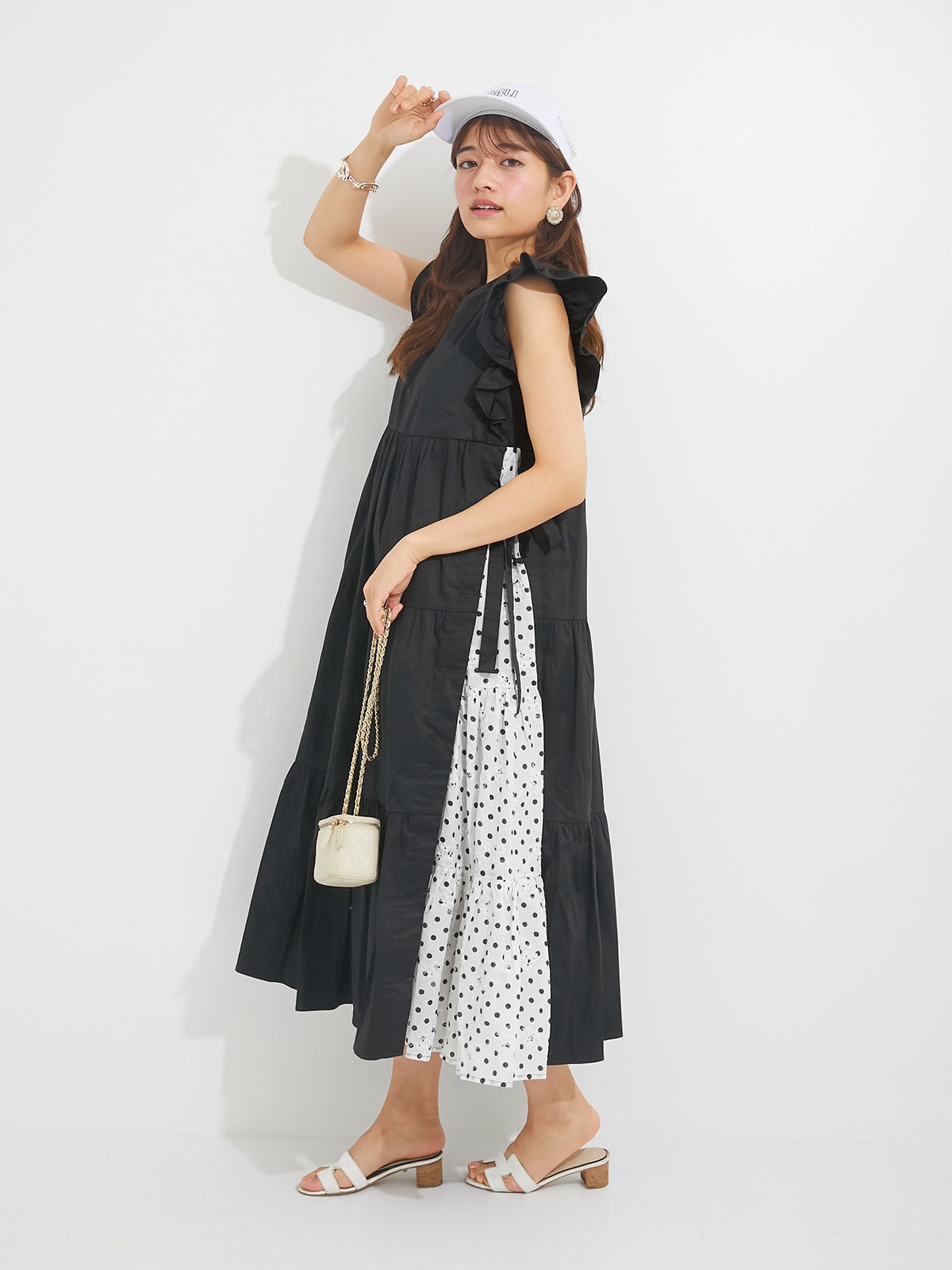 OBLI♡ドット柄ドッキングワンピース ドットサッカードッキングワンピース | DRESS | OBLI