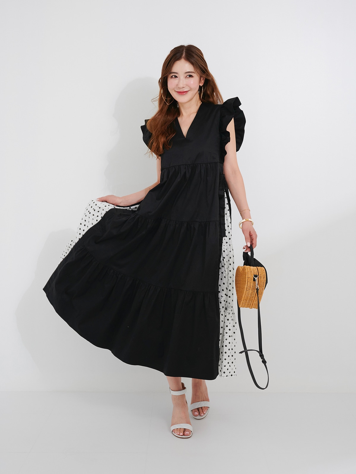 ドットサッカードッキングワンピース | DRESS | OBLI