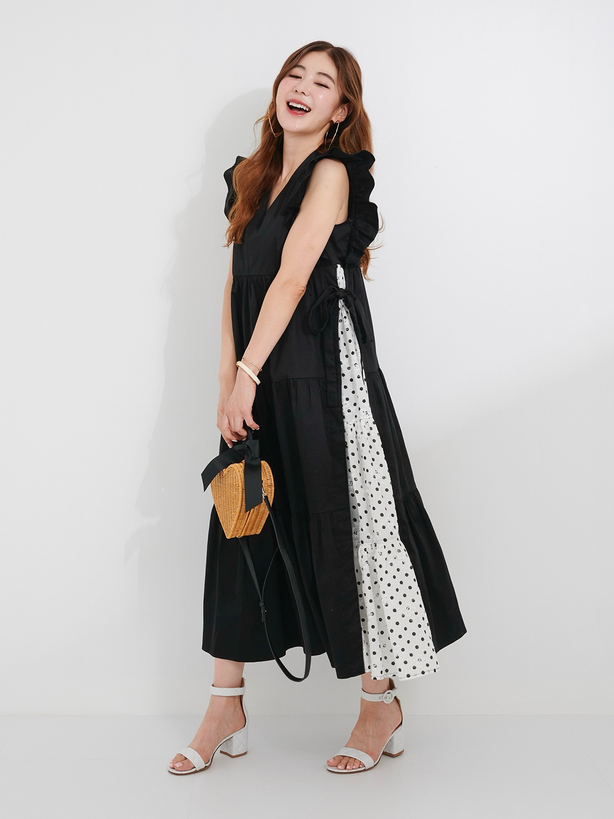 ドットサッカードッキングワンピース | DRESS | OBLI
