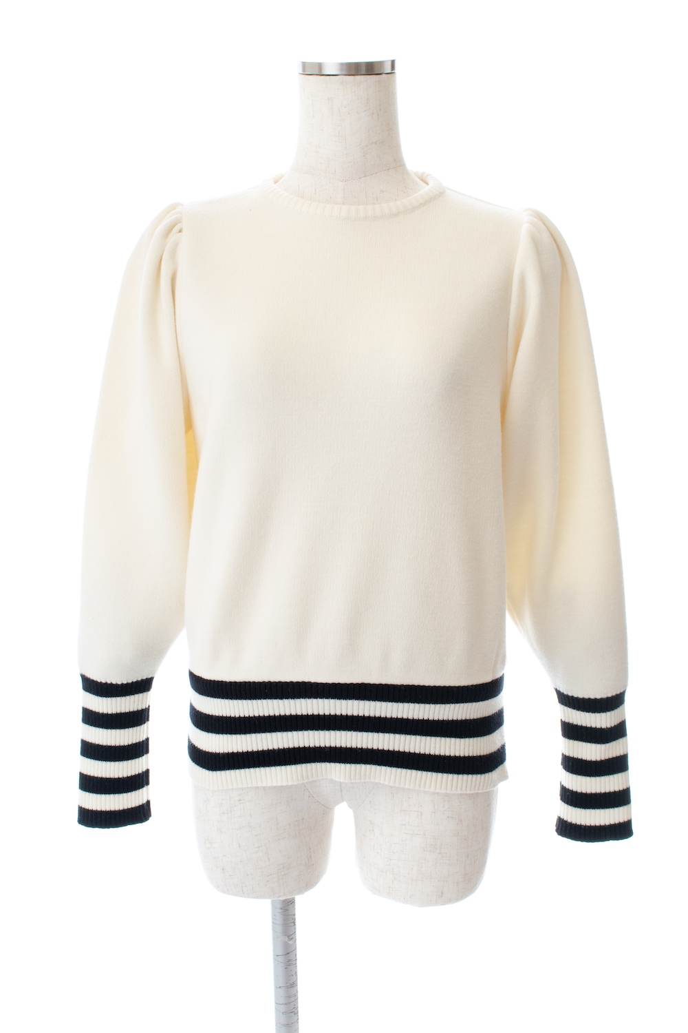 着用2回】OBLI♡オブリ ボーダーニットトップス ホワイト OBLI