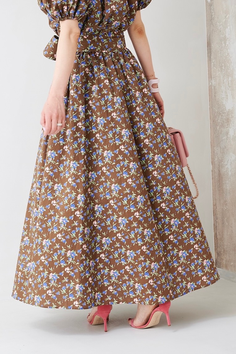 ブラウンオフショルダーワンピース Dress Obli