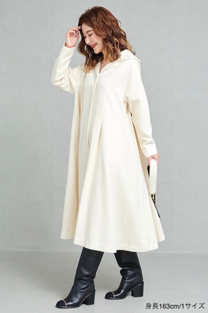 ウールAラインシャツワンピース