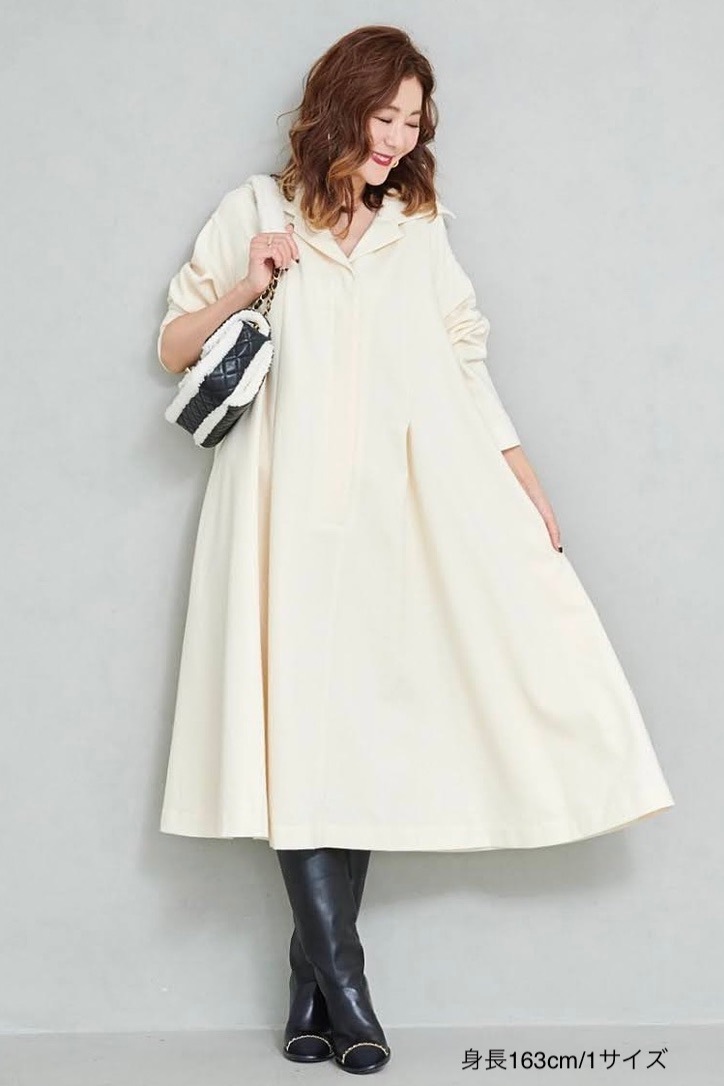 ウールAラインシャツワンピース