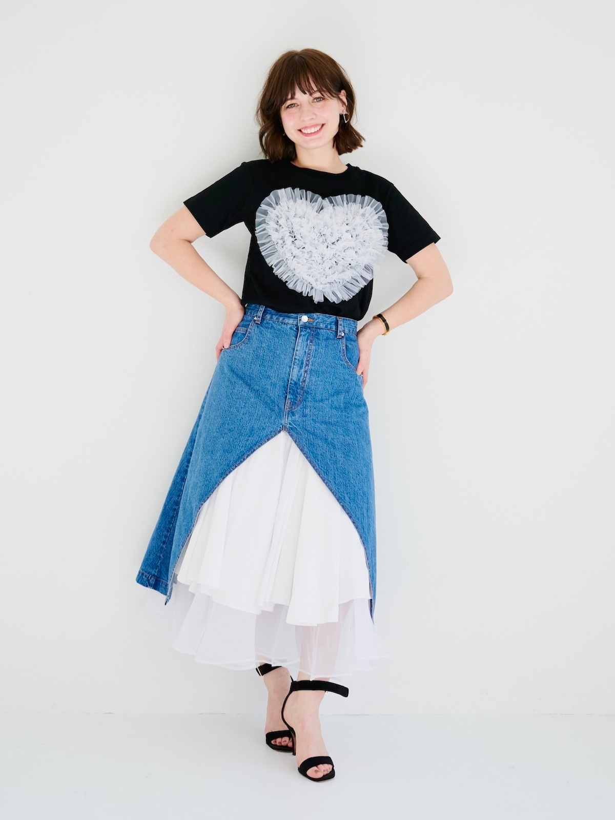 ハートチュールTシャツ