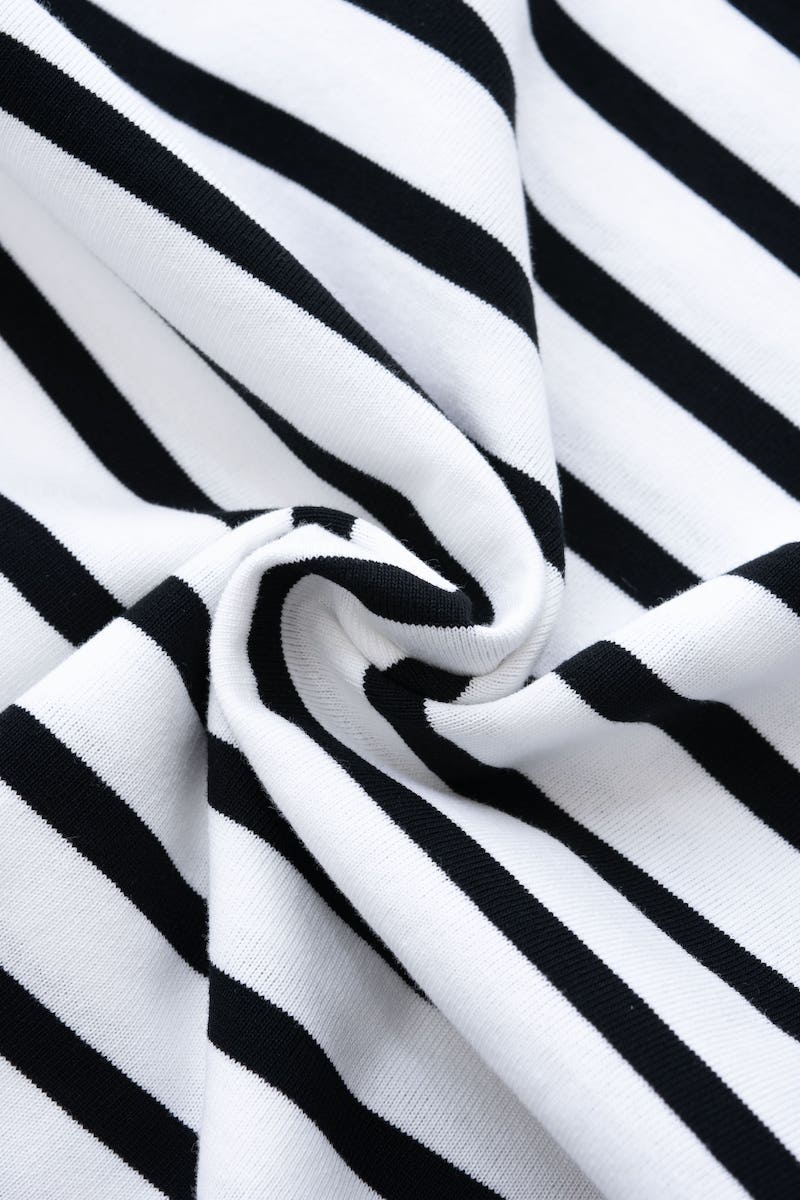 OBLI パワーショルダーボーダーカットソー半袖 パワーショルダーボーダーカットソー半袖/ブラック | ALL ITEM