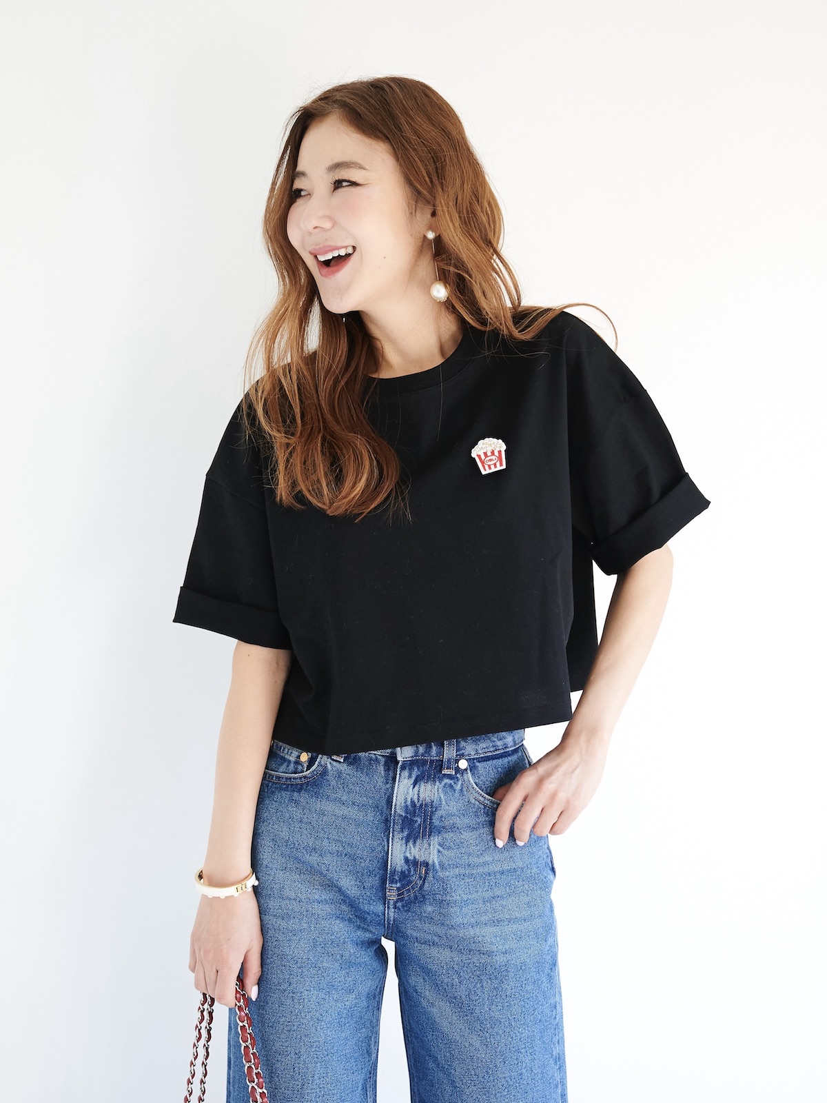 ポップコーンTシャツ/ブラック