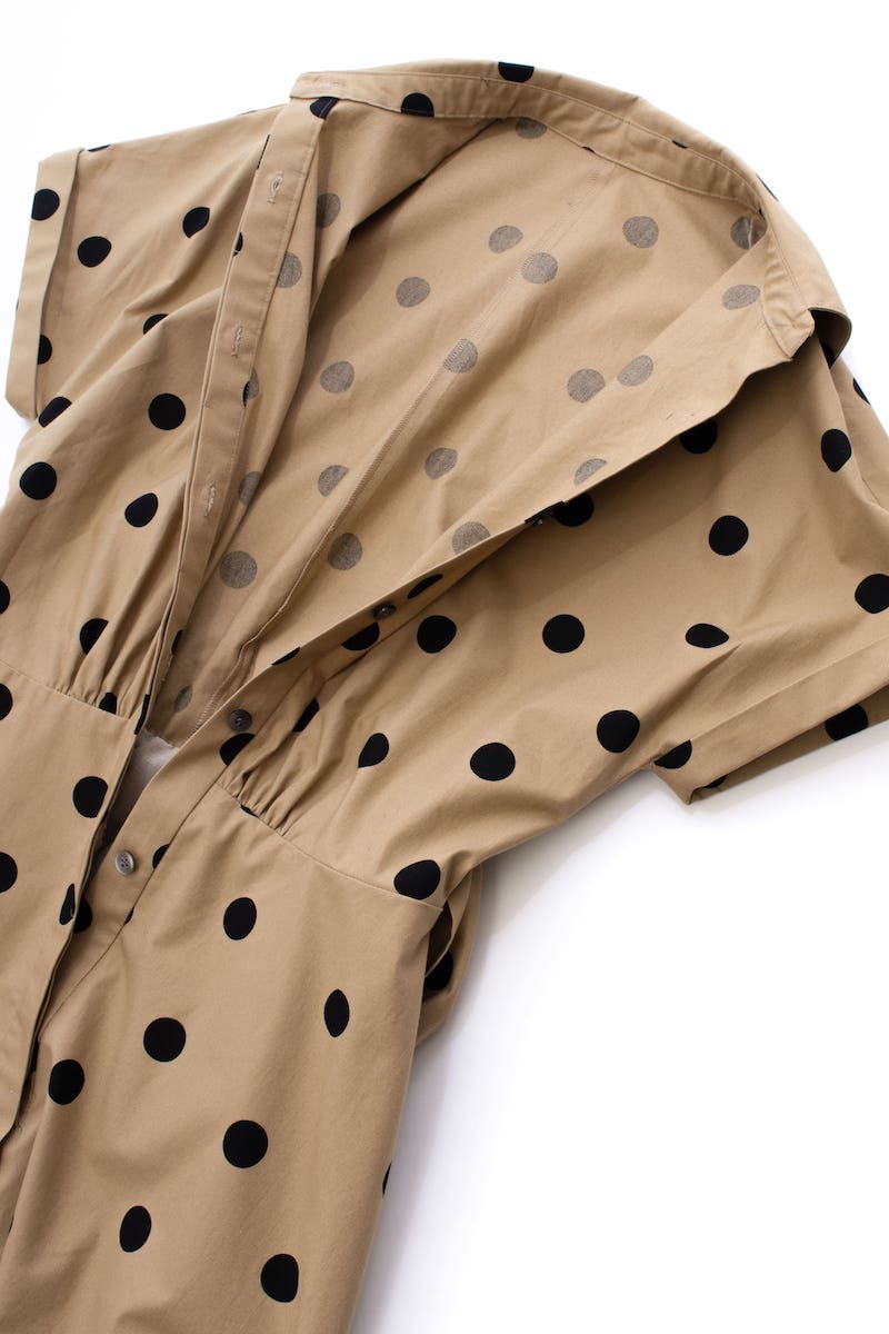ベージュドットシャツワンピース