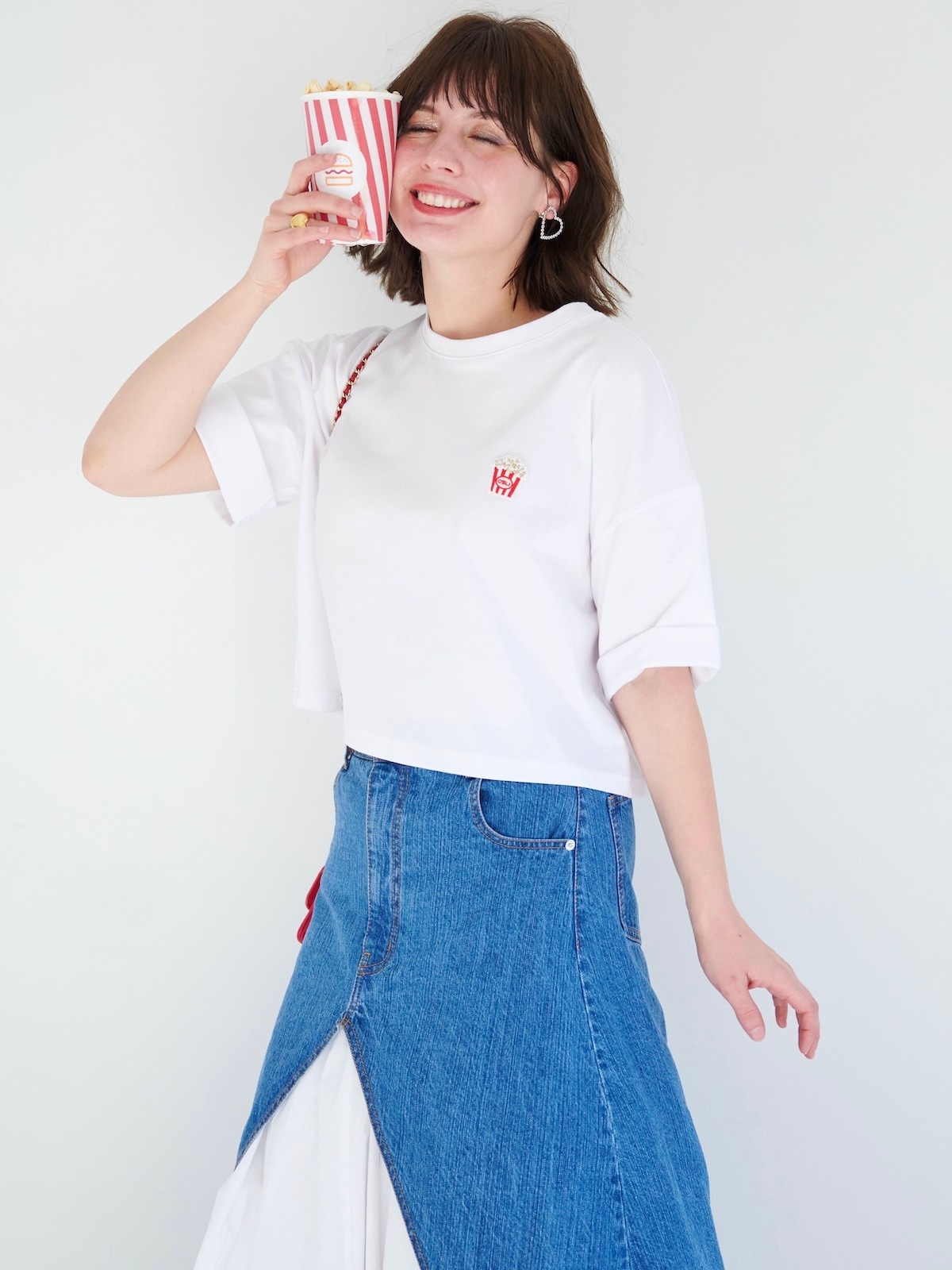 ポップコーンTシャツ/ホワイト【残り1点】