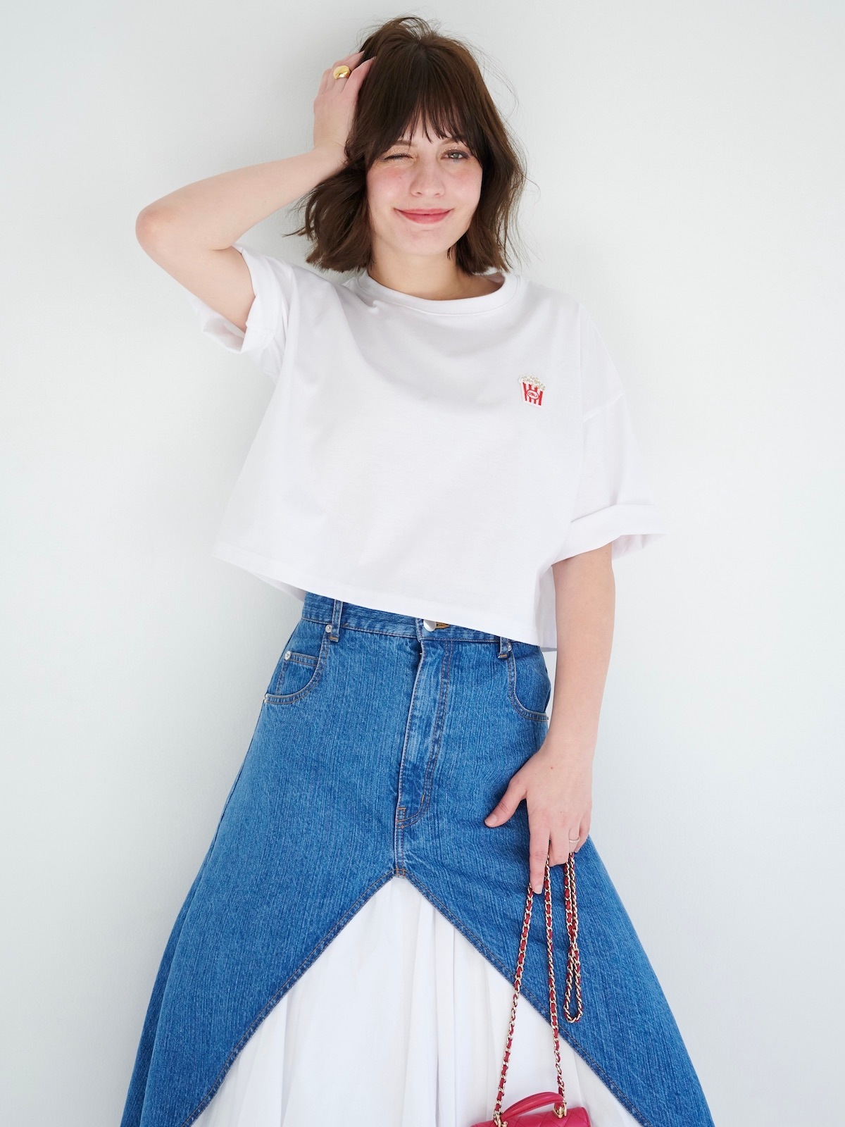 ポップコーンTシャツ/ホワイト【残り1点】