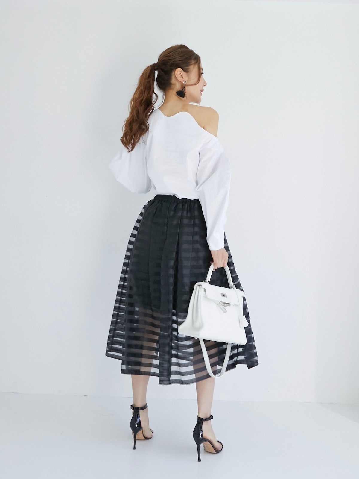 スカラップブラウス/ホワイト