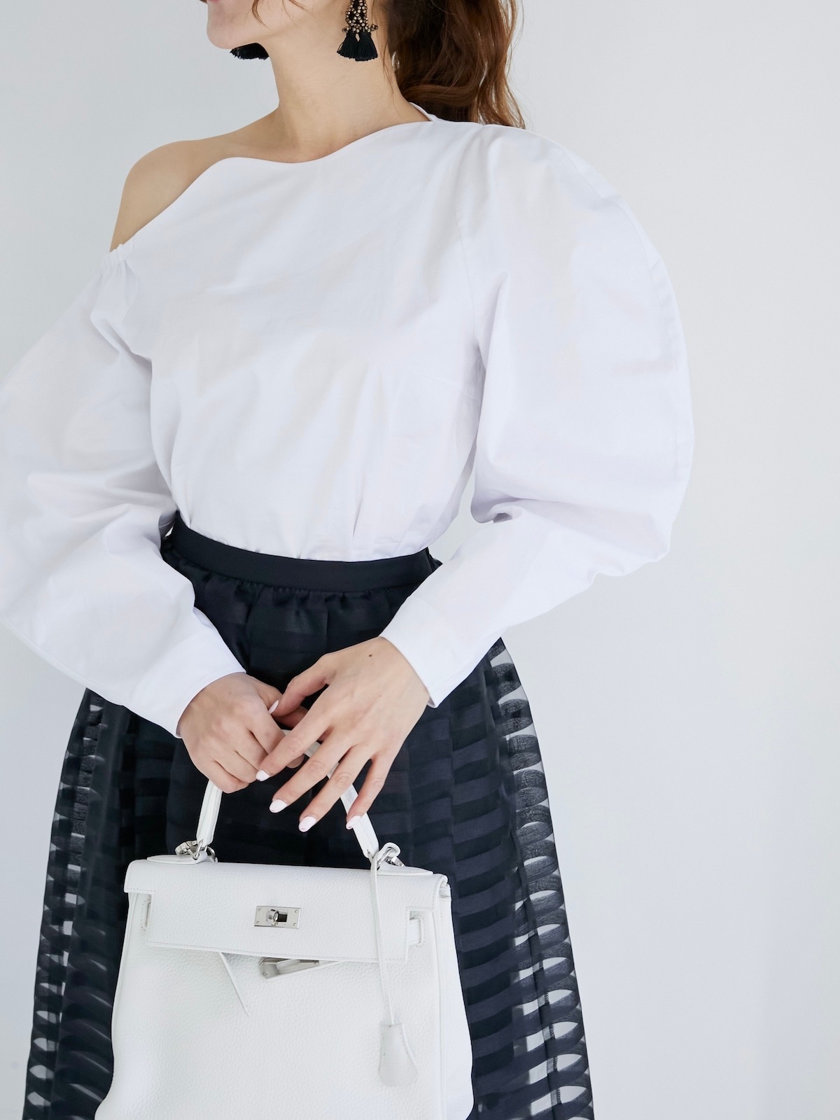 スカラップブラウス/ホワイト