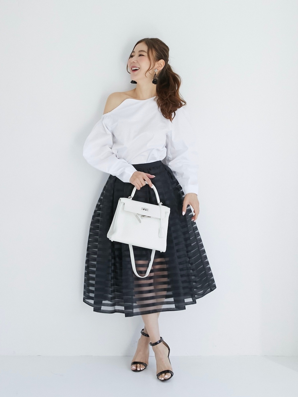 スカラップブラウス/ホワイト