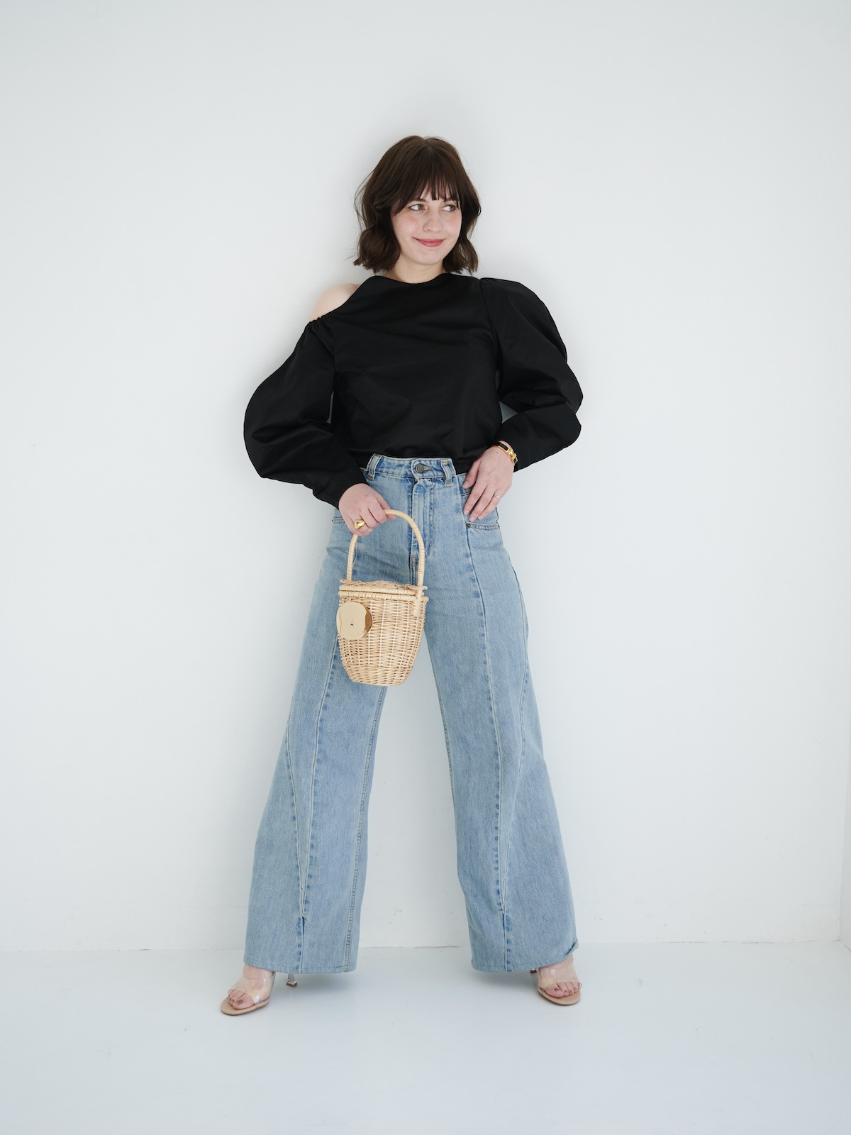 スカラップブラウス　ブラック　OBLE オブリ スカラップブラウス/ブラック【残りわずか】 | TOPS | OBLI