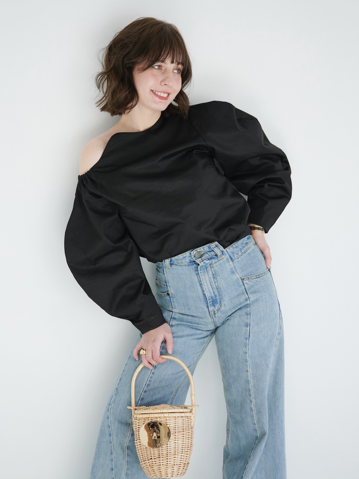 スカラップブラウス/ブラック【残りわずか】