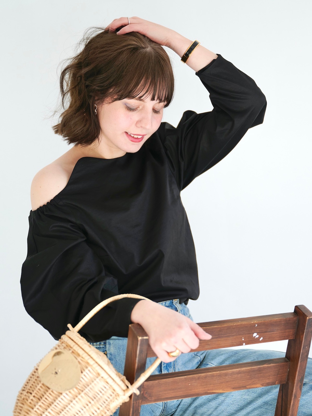 スカラップブラウス/ブラック【残りわずか】 | TOPS | OBLI