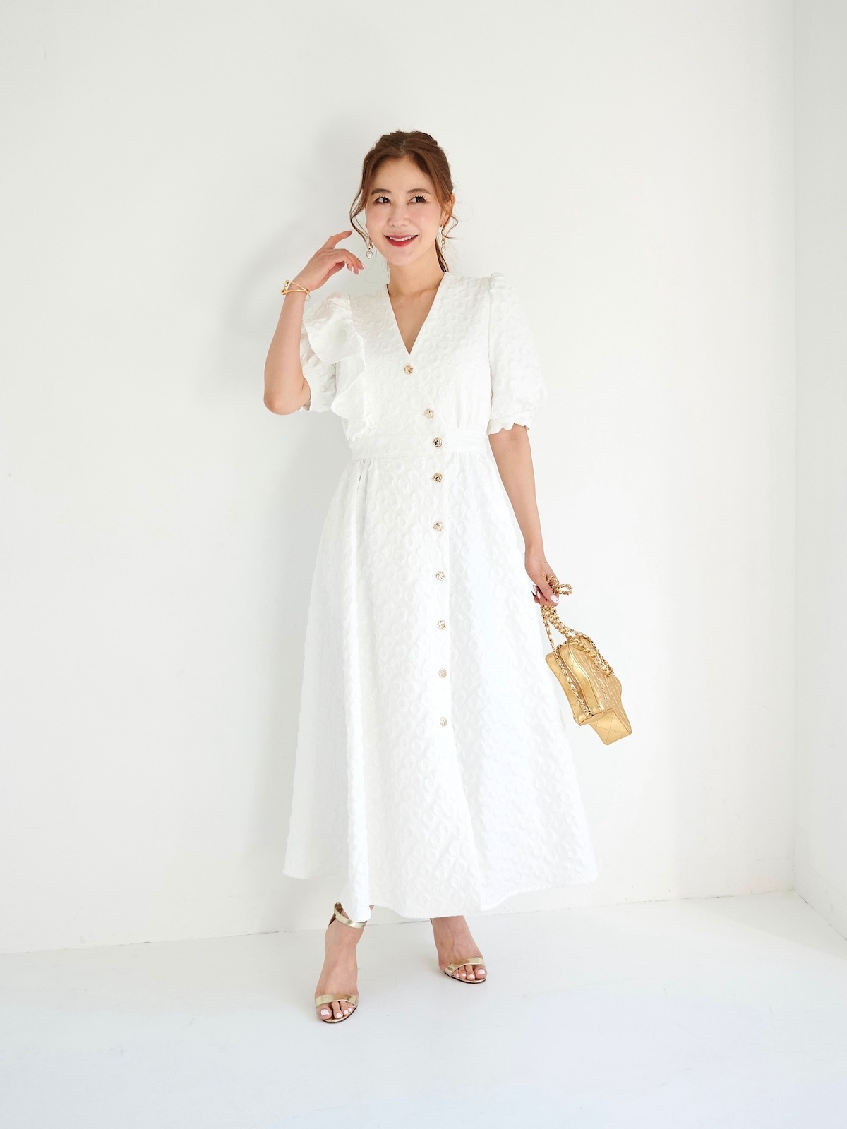 【OBLI】ジャガードフリルワンピース ジャガードフリルワンピース【残り3点】 | DRESS | OBLI