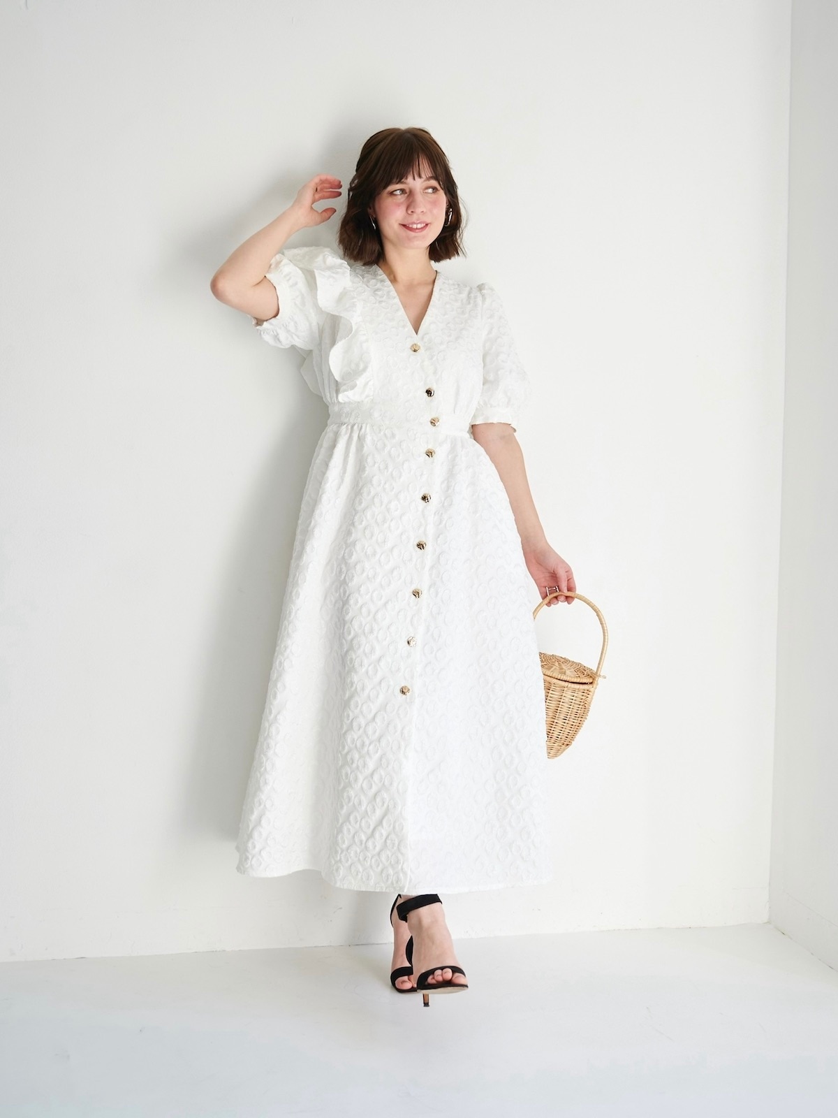 OBLI ジャガードフリルワンピース　サイズ1 新品 ジャガードフリルワンピース【残り3点】 | DRESS | OBLI
