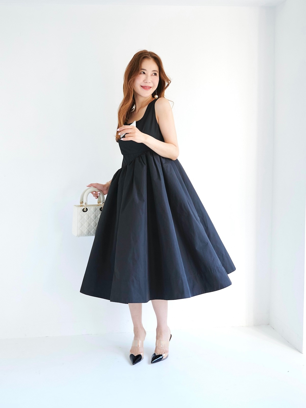 ボリュームタフタリボンワンピース