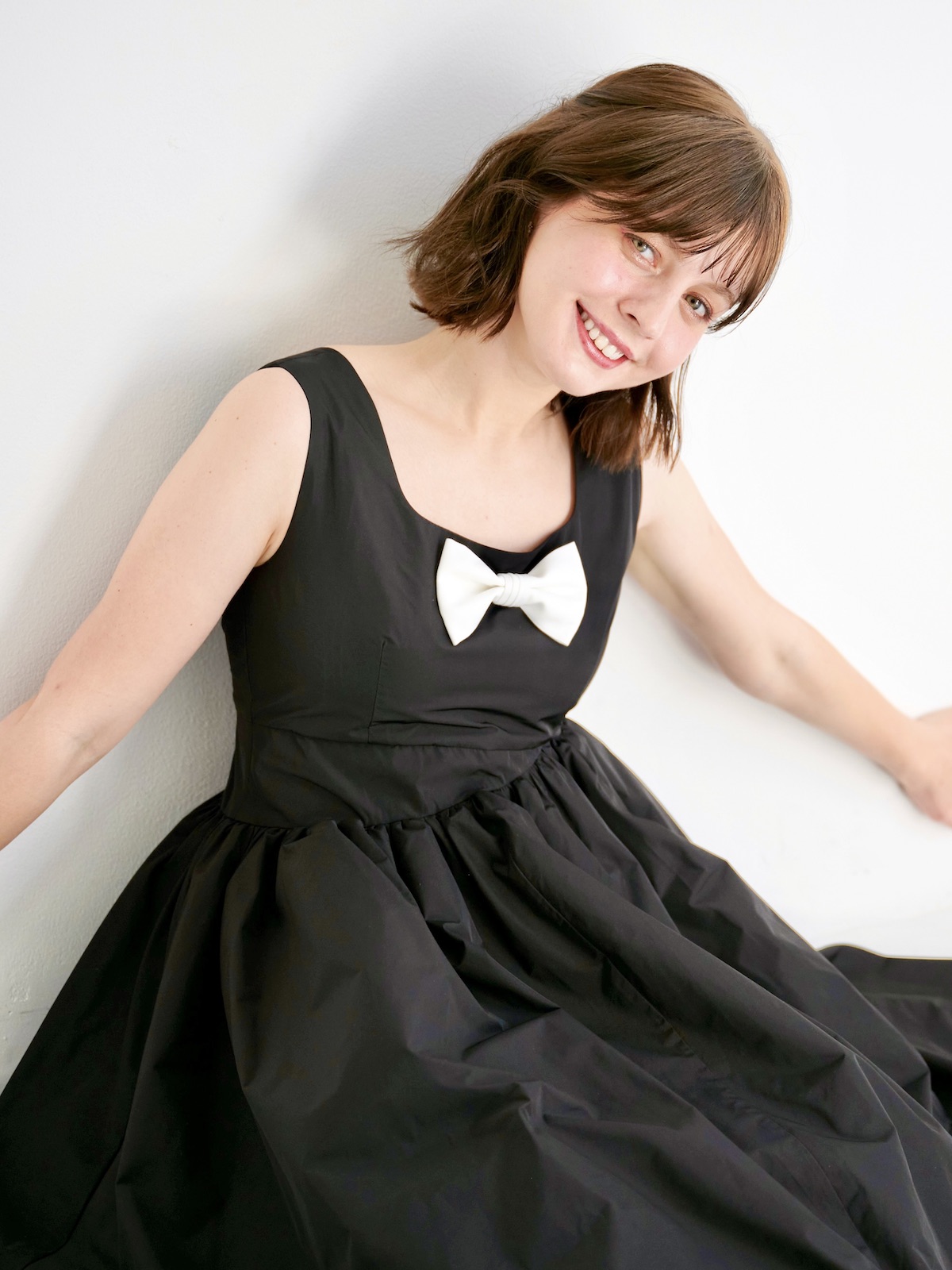 OBL I 黒 ボリュームタフタリボンワンピース　0サイズ ボリュームタフタリボンワンピース | DRESS | OBLI