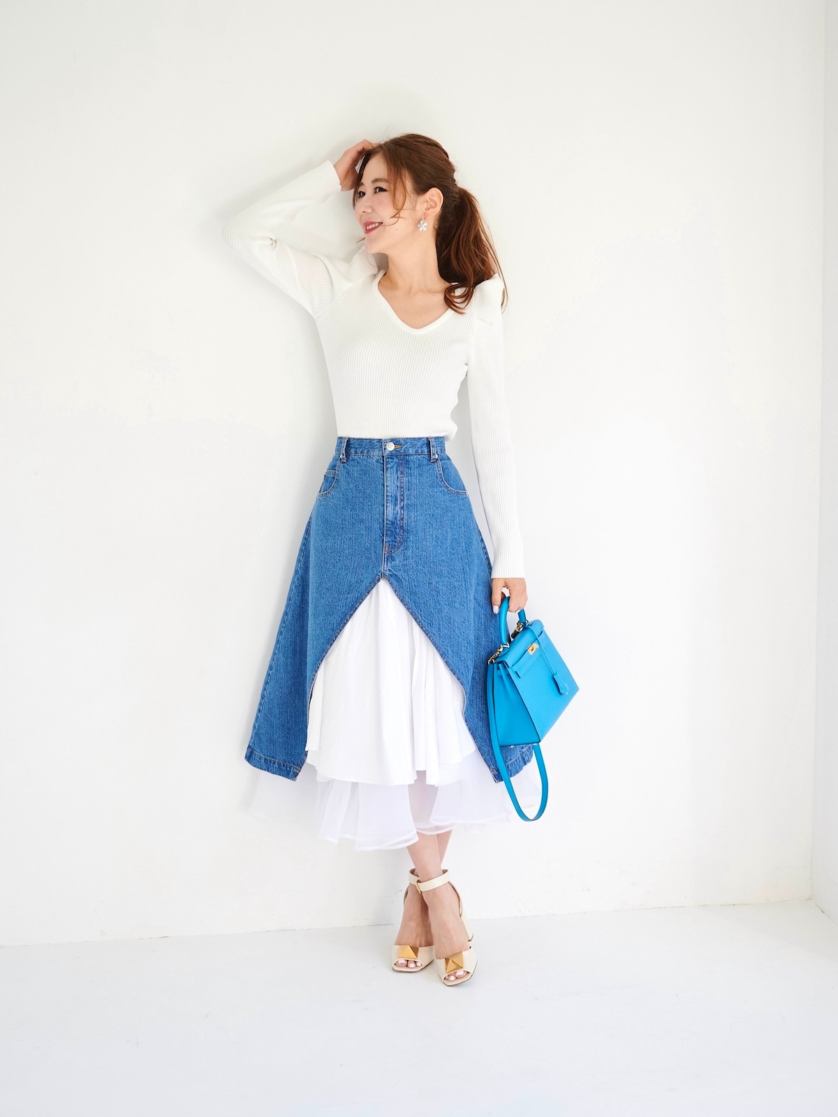 スカラップリブニット/ホワイト【残りわずか】