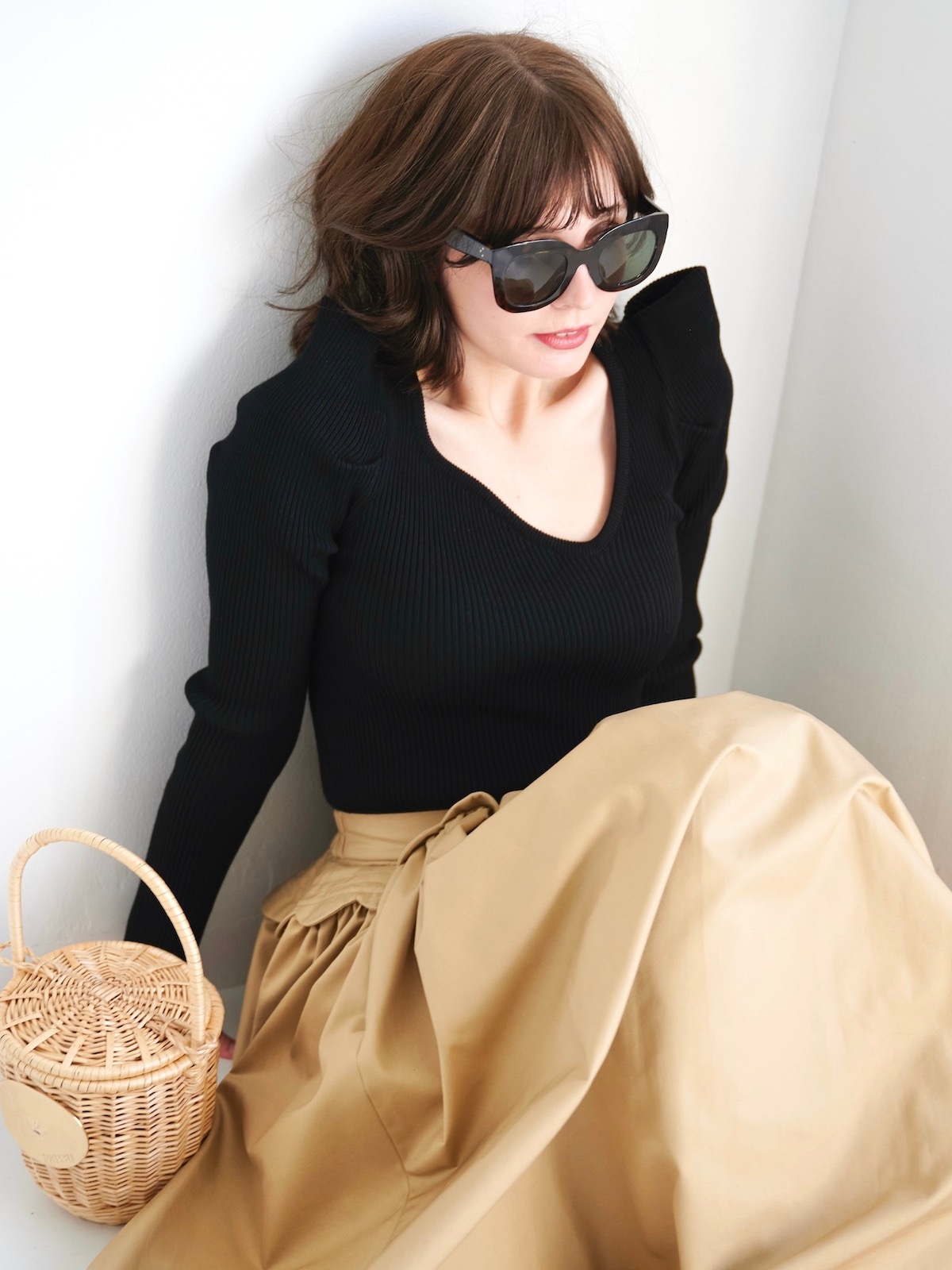 スカラップリブニット/ブラック | ALL ITEM | OBLI
