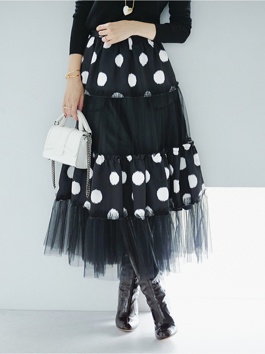 SAMPLE SALE】ドットチュールスカート(1サイズのみ) | SAMPLE