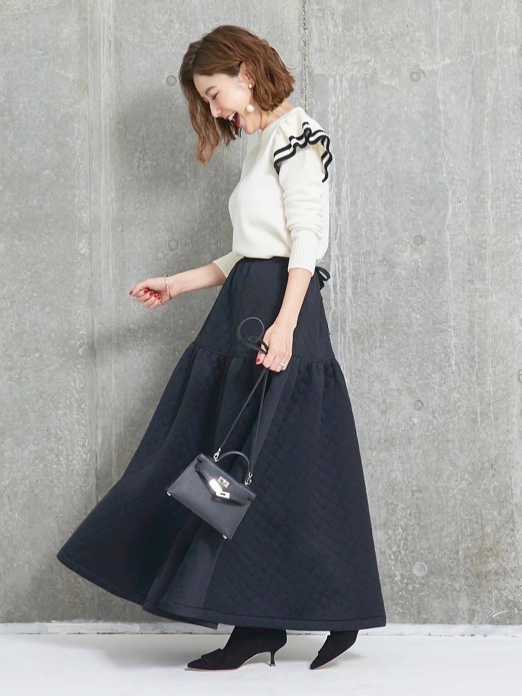 フリルニット/ホワイト | TOPS | OBLI 