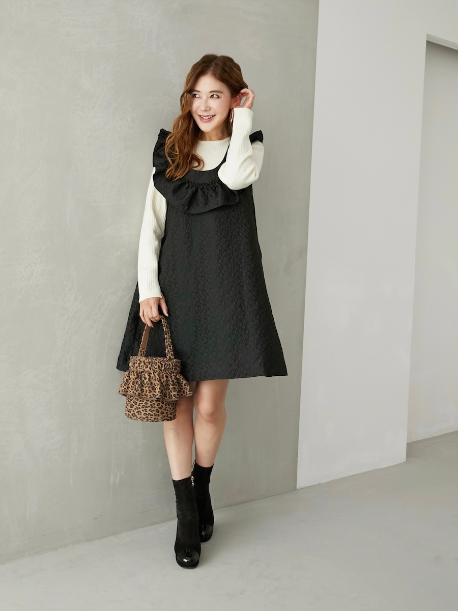 ジャガードフリルミニワンピース【残りわずか】