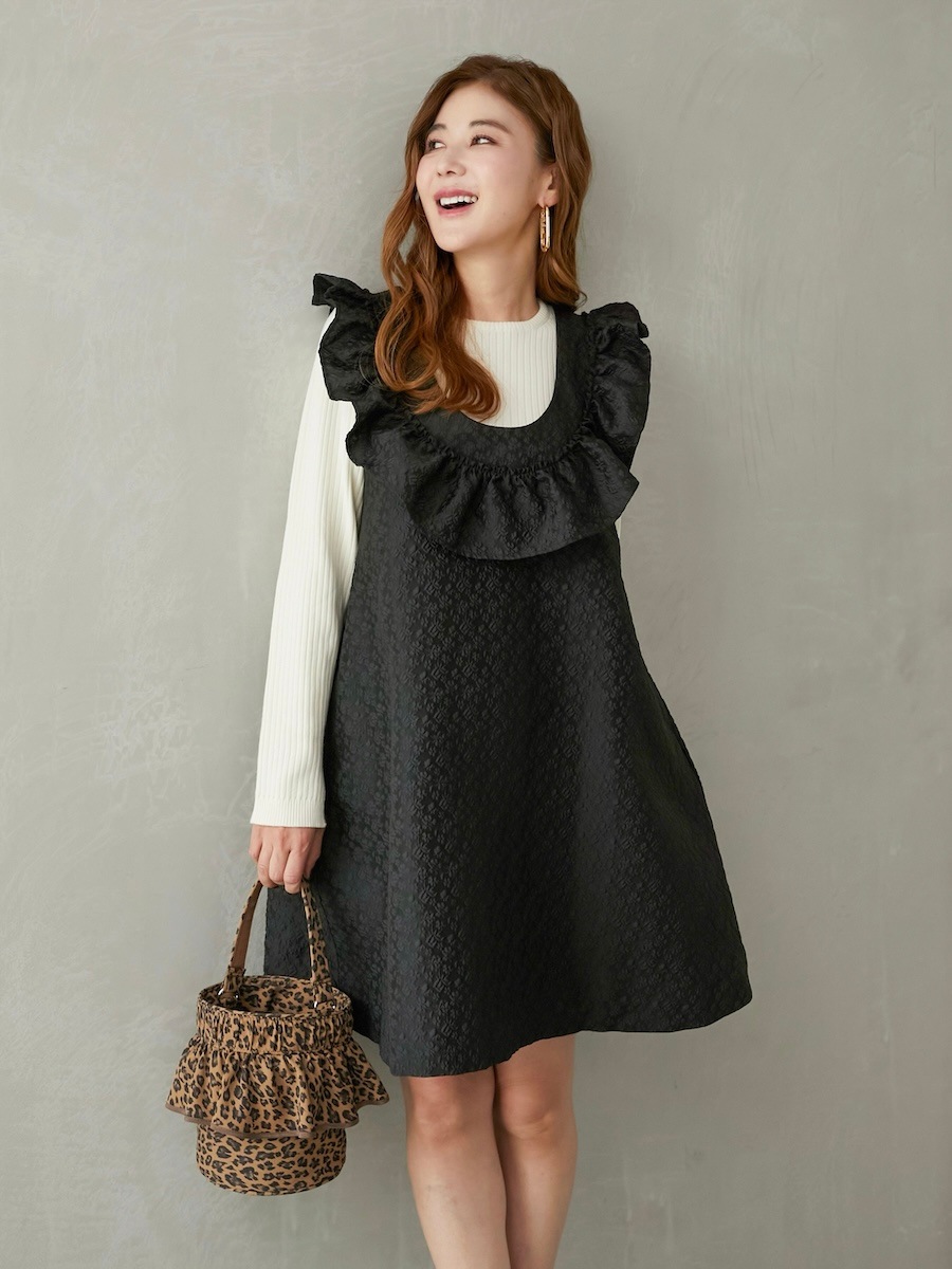 ジャガードフリルミニワンピース【残りわずか】
