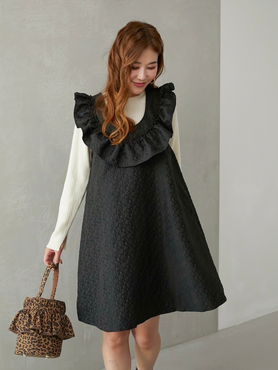 ジャガードフリルミニワンピース【残りわずか】