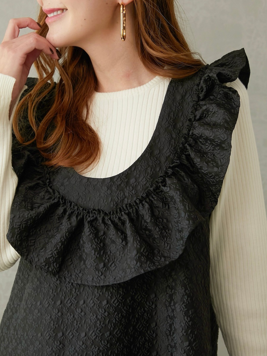 ジャガードフリルミニワンピース【残りわずか】