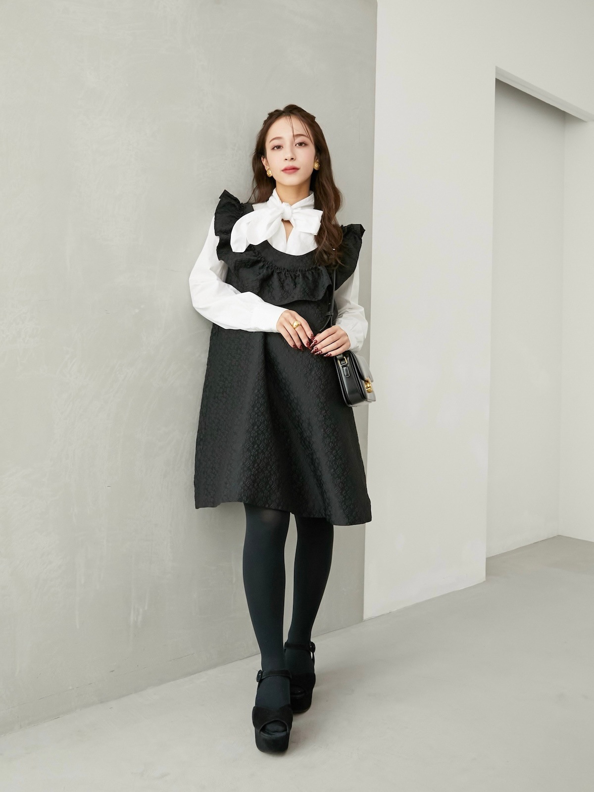 ジャガードフリルミニワンピース【残りわずか】