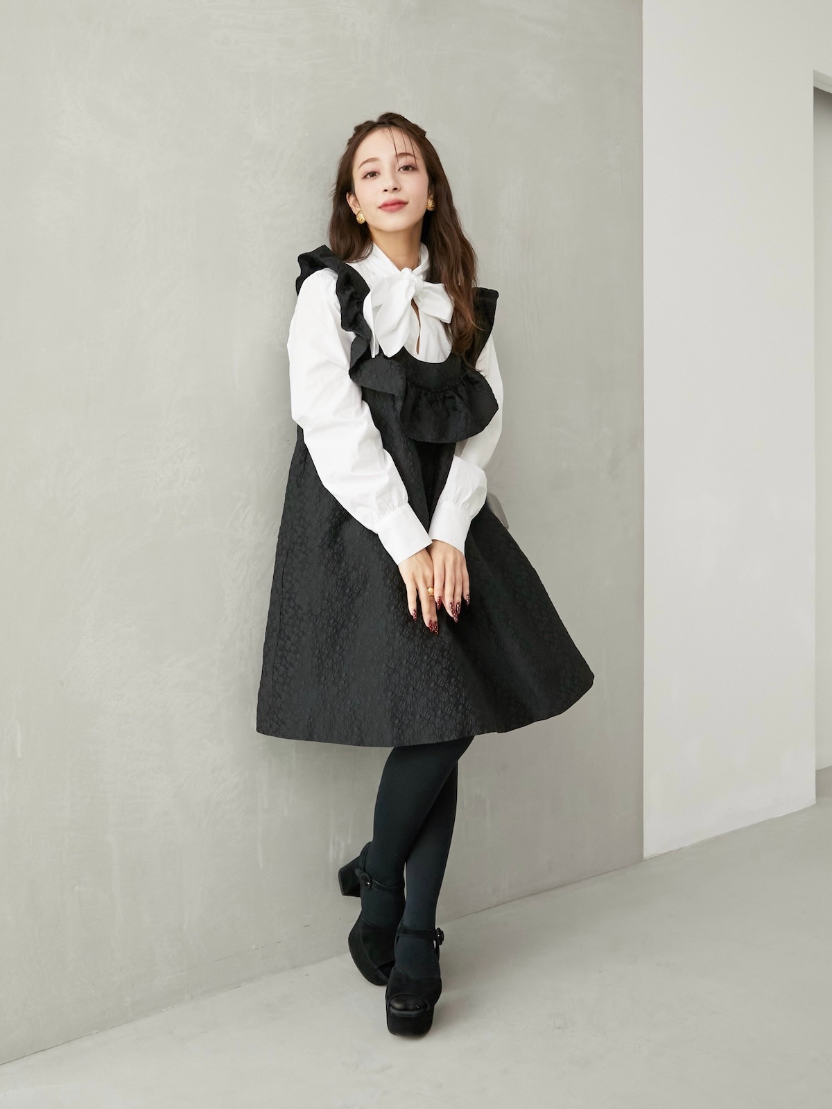 ジャガードフリルミニワンピース【残りわずか】