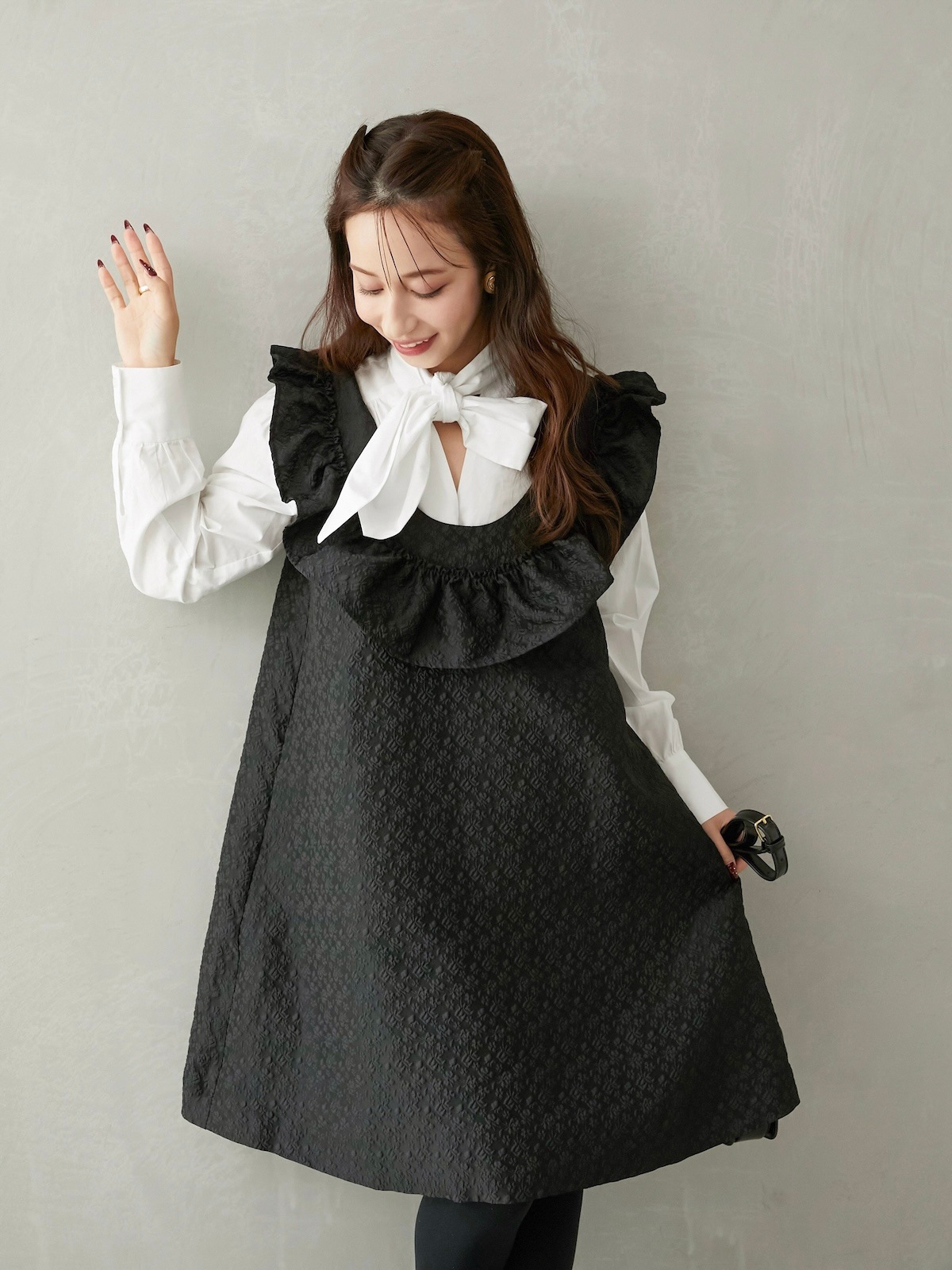 ジャガードフリルミニワンピース【残りわずか】